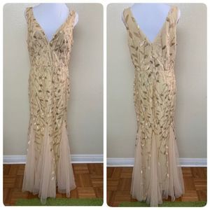 Ever-Pretty MTB Double V-Neck Sleeveless Mermaid Formal Dress Size 14 Gold